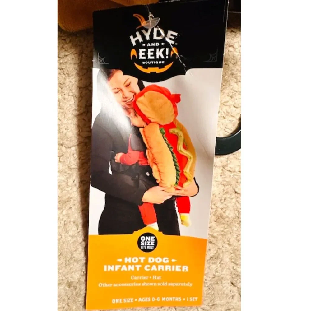 Hot Dog Plush Halloween Costume Infant Carrier Size 0-6 Month Baby Unisex NWT